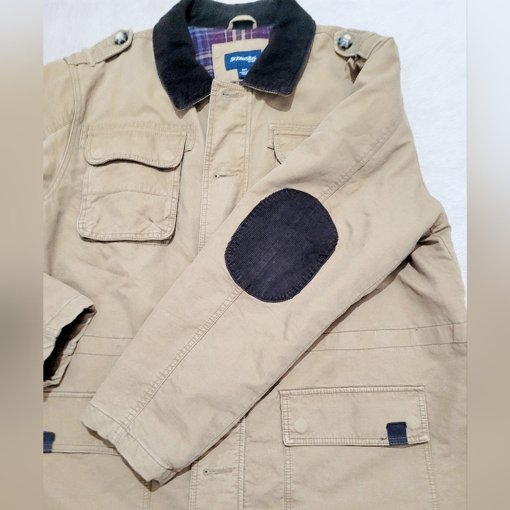 St John’s Bay Barn Coat Chore Jacket 2XLT Tan Brown Corduroy Collar Plaid Lined - Picture 5 of 14